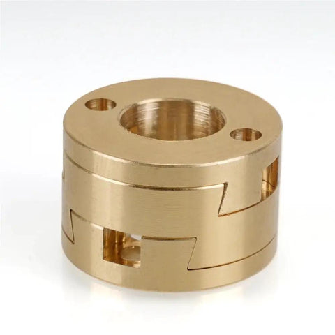 Get Smooth Z Axis Motion With These 16mm Oldham Couplings For T8 Lead Screws To Slash Print Vibration And Eliminate Swing On Your 3D Printer Build Using Flexible Shaft Connectors For Cnc Parts. 16mm brass Oldham coupling for T8 lead screw, top view