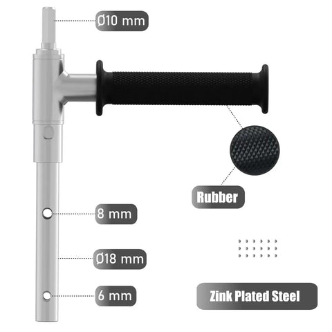Ice Auger Drill Adapter With Handle For Cordless Drill Conversion 18mm Output Shaft Steel Build Quick Hookup with measurements
