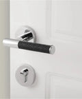 Lychee Skin Brass Black Door Lock Set With Dummy Handle Modern Interior Hardware for bedroom and bathroom