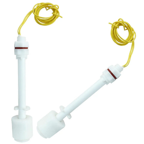 2 Pack PP Plastic Float Switches For Your Water Pumps And Tank Level Sensing Magnetic Spring Float Ball Sensor, white and yellow design