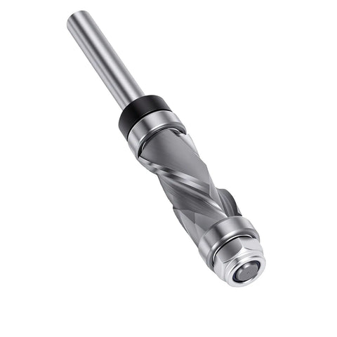Top Rated Double Bearing Spiral Flush Trim Router Bit For Woodworking Projects With Dual Up Down Cut Design Delivers Super Smooth Edges.