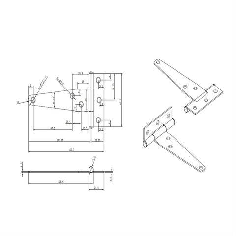 4 Pack Heavy Duty Galvanized T Hinges Built Like A Tank For Wooden Doors Barn Gates And Outdoor Boxes With Zero Rust Headaches Next Level Exterior Hardware That Slides Smooth Daily, design schematic with measurements.