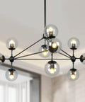 10 Light Modern Black Sputnik Chandelier With Clear Globe Shades Dope Kitchen Island Dining Room Living Room And Restaurant