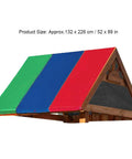 All Weather Swing Set Canopy Replacement Top With 210D Oxford Fabric UV Shield, multi-color green blue red canopy on frame, size 132x226 cm