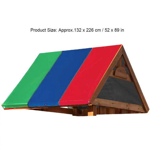 All Weather Swing Set Canopy Replacement Top With 210D Oxford Fabric UV Shield, multi-color green blue red canopy on frame, size 132x226 cm