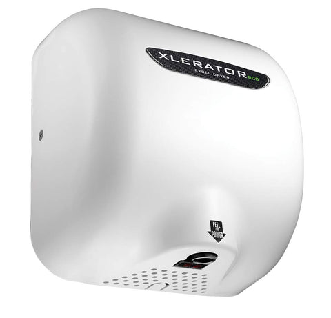 High Speed No Heat Touchless Hand Dryer With Adjustable Speed And Sound, surface mounted, white casing, Made In The USA Certified