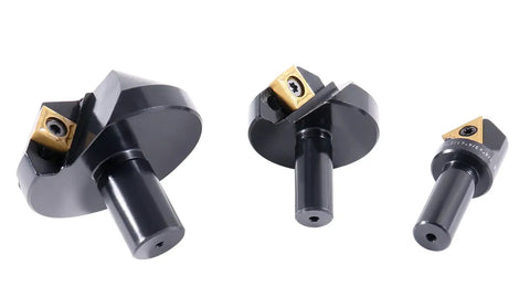 Three Piece 82 Degree Carbide Indexable Countersink Set with Inserts for One Quarter Inch One Half Inch and One and One Quarter Inch Shanks