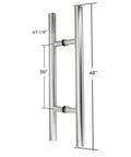 Heavy Duty 304 Stainless Steel Ladder Style Door Pull Handle 48 Inch Back To Back Push Pull Bar For Half Inch To Two Inch Thick Glass Wood Or Storefront Doors Requires Five Eighths Inch Hole No Fuss Install, 48 in front view