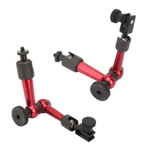 Adjustable Universal Magnetic Base For Digital Dial Test Indicator Holder Stand, red alloy construction, flexible angles, side view