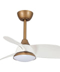 Compact Ceiling Fan With Remote And LED Light For Bedroom And Covered Patio 28 Inch Three Blade Brass Body Quiet Energy Efficient Motor
