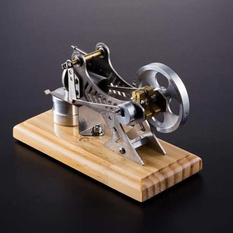 DIY Sterling Engine Kit For Vacuum Engine Model Enthusiasts, Tech Nerds, Physics Experiments, Desktop STEM Toy, Hands On Learning Demo, Build Your Own Vintage Heat Engine on wooden base