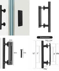 Dimensions of 12 inch pull handle set for Dope Double Sided Mirror Sliding Barn Door Kit In White Finish With Black Carbon Steel Hardware.
