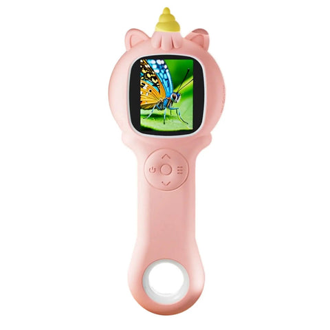 USB Rechargeable Handheld Microscope With 500x Magnification, Portable White Microscope showing butterfly on screen