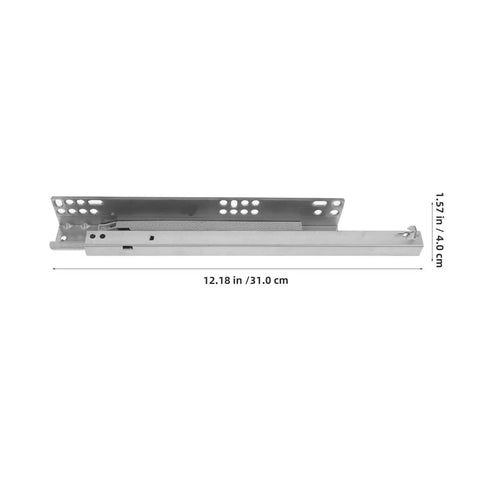 Two Pair Bottom Mounted Drawer Slide Rails Concealed Soft Close Silent Glides Heavy Duty with dimensions 12.18in x 1.57in.