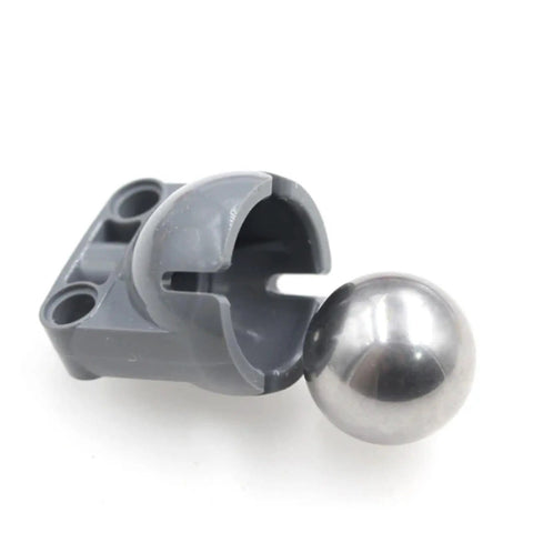 Top Shelf 10 Pack Stainless Steel Ball Caster Wheels With Heavy Duty Plastic Holders showing a gray plastic holder and steel orb.