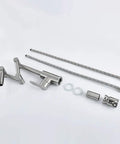 ZBSAVFM Lead-Free 304 Stainless Steel Articulating Kitchen Faucet parts, including handle, hose, and fittings.
