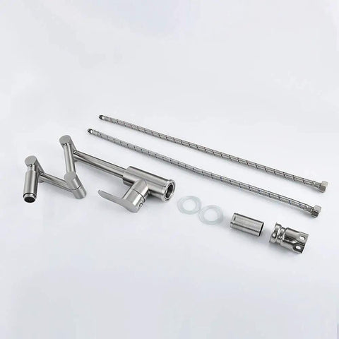 ZBSAVFM Lead-Free 304 Stainless Steel Articulating Kitchen Faucet parts, including handle, hose, and fittings.
