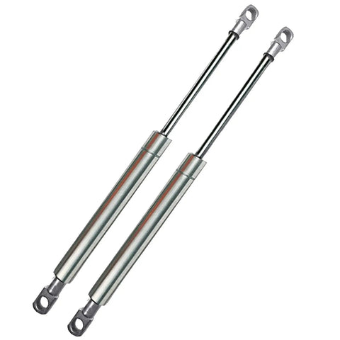 Built Like A Tank 316 Stainless Steel Gas Strut With Smooth Soft Close Dampers For Cabinet Hatches And Heavy Storage Doors Premium Eyelet Joint Hydraulic Lift Made In The Usa, two stainless steel gas springs.