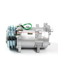 Heavy Duty Air Conditioning Compressor Pump Kit With 2 Groove V Belt Pulley For Tractors Excavators Muscle Cars And Large Trucks Restores Cool Comfort And Cools Your Ride Fast, silver aluminum body with 2-groove pulley and 83mm measurement