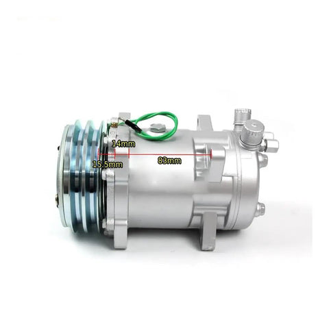 Heavy Duty Air Conditioning Compressor Pump Kit With 2 Groove V Belt Pulley For Tractors Excavators Muscle Cars And Large Trucks Restores Cool Comfort And Cools Your Ride Fast, silver aluminum body with 2-groove pulley and 83mm measurement