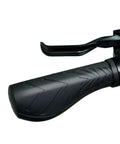 Ergonomic Bike Handlebar Grips G 124BL Lock On Aluminum Alloy Lock Ring With Grippy Soft Rubber detail with brake lever