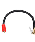 Premium Flexible Silicone Tire Inflator Extension Hose 40cm With Quick Clamp Chuck For Cars Motorcycles Bikes No Sweat Roadside Help Easy Reach Tight Spots Essential Garage Tool Game Changing Auto Repair Gear You Need Right Away. 40cm black hose with red chuck and brass clamp