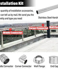 Installation accessories for Solid 304 Stainless Steel Railing Post Kit with round handrail for balconies and patios.