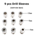 9 pcs Drill Sleeves for Heavy Duty Self Centering Dowel Jig Setup With Fast Grip Positioner Locator.