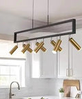 Eight Light Linear Pendant LED Fixture Dope Industrial Chandelier Style For Modern Dining Room Adjustable Height