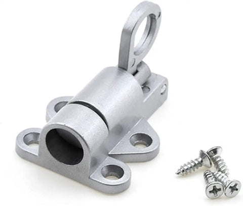 Heavy Duty Aluminum Sliding Door Spring Loaded Barrel Bolt Lock with screws, designed for secure sliding door operation.