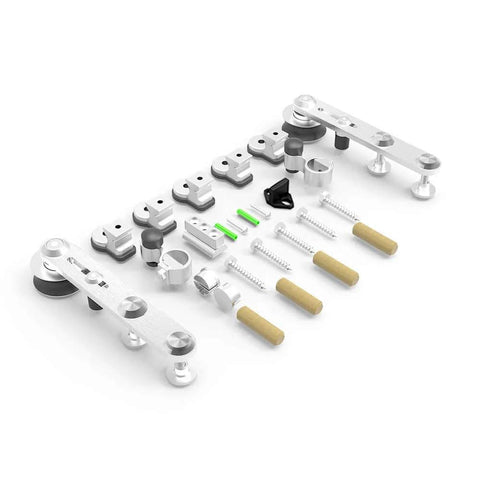 Heavy Duty Sliding Barn Door Hardware Kit Stainless Steel Track System For 24 Inch Wide Wood Door Easy Install parts layout