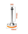 Set Of 6 Heavy Duty Adjustable Leveling Feet Built To Shut Down Floor Wobble On Furniture And Workbenches Rock Solid Non Slip Carbon Steel Screw Bases Keep Everything Locked Tight, showing 100mm threaded shank and 150mm base.