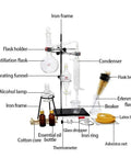 Home Distillation Kit With 3.3 Borosilicate Glass 15-Pc Set, 500ml Distiller fully assembled with labeled components.