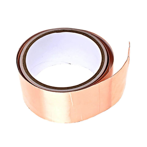 Copper Foil Tape With Pro Grade Heavy Duty Adhesive Shielding For Grounding, Guitar Shielding, Stained Glass And Electrical Repairs, roll view.