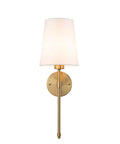 Battery Operated Wall Sconces Set Of 2 With Rechargeable Magnetic Bulbs, RGB Dimmable Wireless Bedroom Lights Up To 50 Hours Runtime, Sleek Brass Remote Fixture For Plug Free Space Glow Ups And Daily Vibe Decor. Elegant brass wall sconce with white shade.