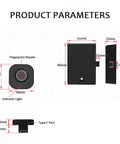 Smart Biometric Cabinet Lock With Fingerprint Access And Bluetooth App Control product parameters showing dimensions.