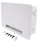 White 9 Inch In Wall TV Cable Management Box with hardware for hidden wires and media storage