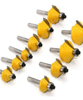 Heavy Duty 50 Piece Router Bit Set With 1/4 Inch Shank And Carbide Blades showing various carbide router bits for woodworking projects.