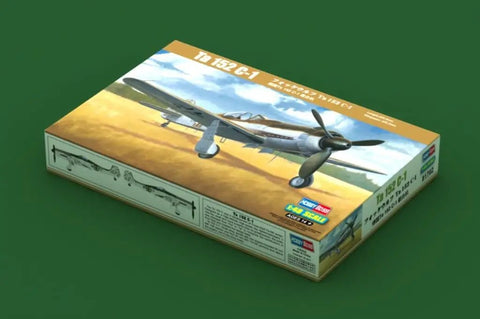 Box of Ta 152C1 German Fighter Aircraft Model Kit In 1 48 Scale With Photo Etch Parts Decals And Pro Grade Painting Guide For Serious Scale Model Builders Today