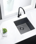 Stainless Steel Single Bowl Outdoor Bar Sink With Undermount Workstation Perfect For Your Outdoor Bar Setup And Prep Station Includes Strainer Waste Basket And Bottom Grid 17 x 19 x 9 Inches Black Finish installed in counter