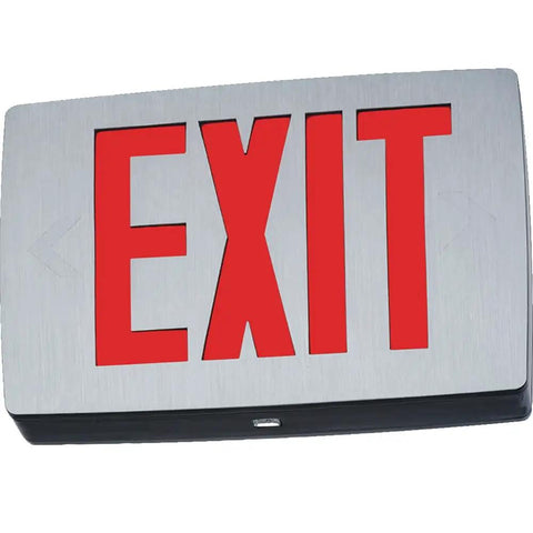 S1R Face LED Exit Sign With Aluminum Housing In Black And Silver, Universal Mounting For Corridors Lobbies And Offices
