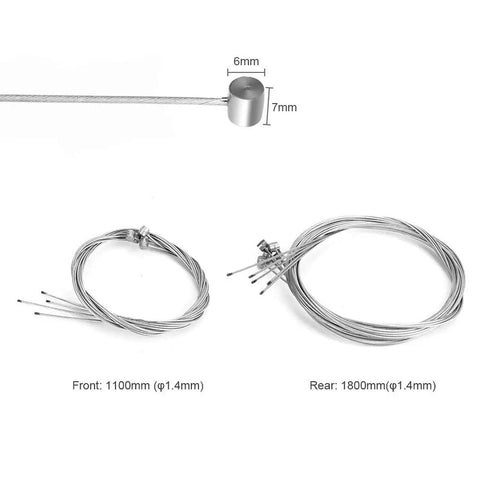 Dope 10 Piece Bike Brake Cable Kit With End Caps And Ferrules For Mountain Bikes Zinc Coated Cables front and rear dimensions