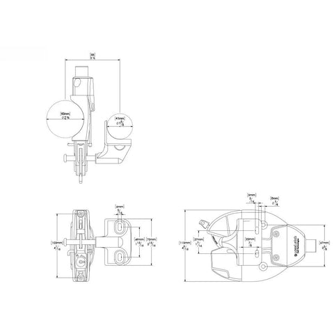 Heavy Duty Chain Link Fence Gate Latch For Round Posts With External Access Button dimensions technical drawing