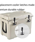 Close-up of Cooler Replacement Lid Latches T Latch Kit Fits Yeti RTIC Hard Coolers and Other Brands 2 Pack installed on cooler
