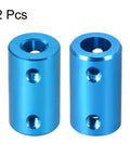 Two blue 6mm to 8mm Bore Rigid Shaft Couplers With Set Screw, 25mm Length, 14mm Outer Diameter, Aluminum Alloy for CNC and 3D printers, 2pcs.