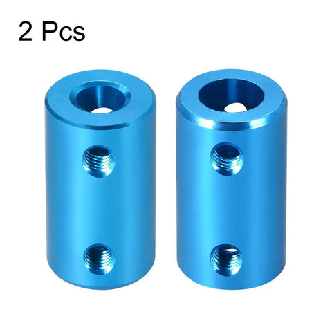 Two blue 6mm to 8mm Bore Rigid Shaft Couplers With Set Screw, 25mm Length, 14mm Outer Diameter, Aluminum Alloy for CNC and 3D printers, 2pcs.