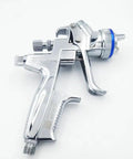 Pro Grade Chrome Plated Pneumatic Paint Spray Gun Built For Automotive And Metallic Touch Ups, detailed close-up view.