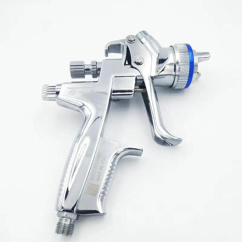 Pro Grade Chrome Plated Pneumatic Paint Spray Gun Built For Automotive And Metallic Touch Ups, detailed close-up view.