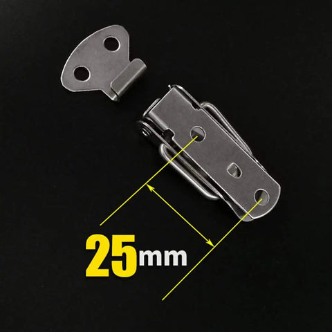 Straight Up Tough Spring Loaded Toggle Hasps 10 Pack secure latch clasps measuring 25mm, silver metal, ideal for toolboxes and drawers.