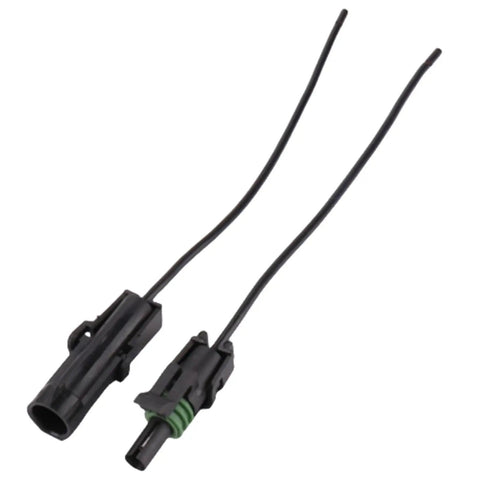 Get 5 Pair Ols 1 Wire Weather Pack Connectors Ready To Go With Snappy 6 Inch 16 Awg Wires For Tough Outdoor Wiring Jobs And Fast Electrical Fixes That Rock. black waterproof weather pack connector pair with 6 inch 16 AWG wires